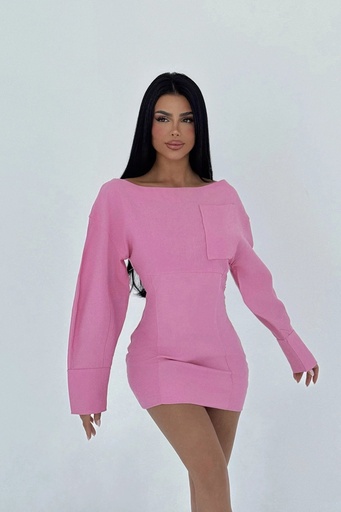 Pink Pocket Detail Long Dress