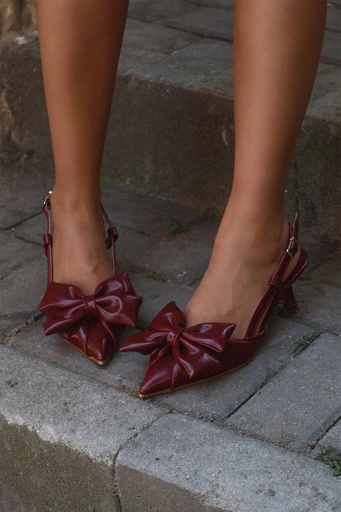 Burgundy Bow Detail Shoes