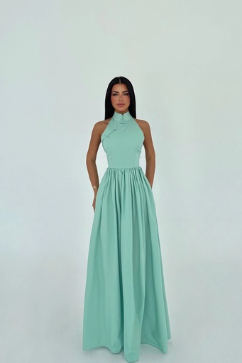 Aqua Green Long Basic Long Dress