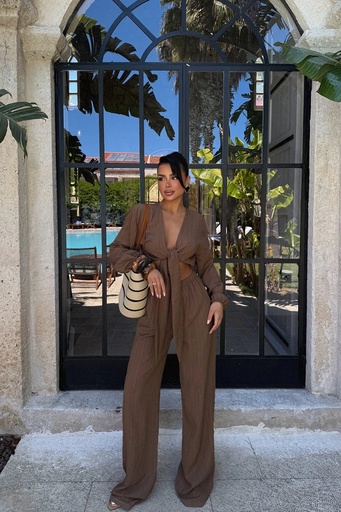 Brown Adelina Tie-Up Suit