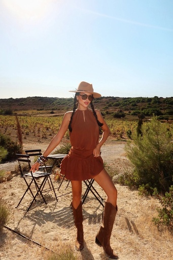 Brown Heloise Mini Dress