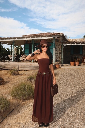 Brown Damson Maxi Dress