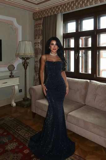 Navy Blue Strappy Long Dress