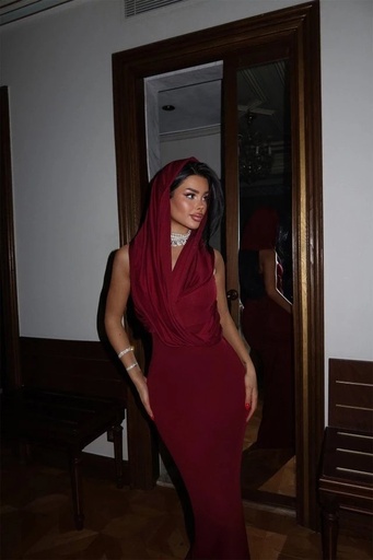 Claret Red Basic Long Dress